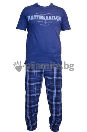 Мъжка пижама -  къс ръкав, дълъг панталон 12248А